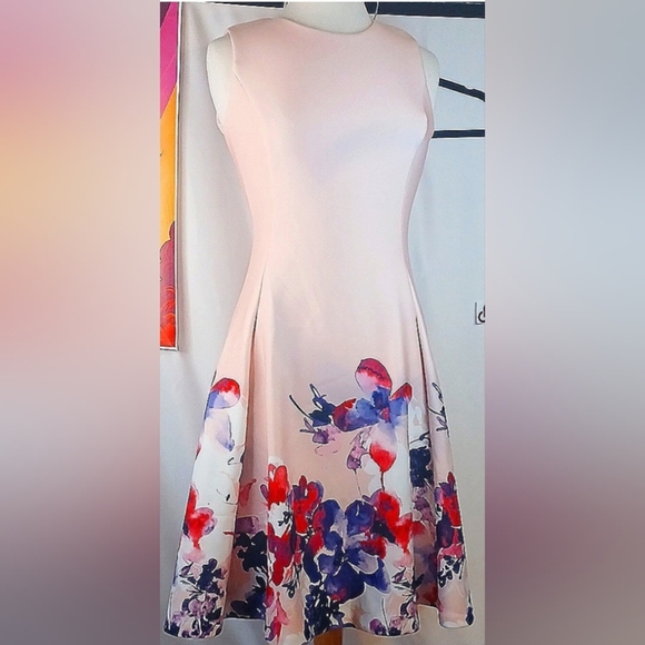 Firm$$ DKNY Floral Pink Sleeveless A LineDress size 4 - Picture 1 of 7